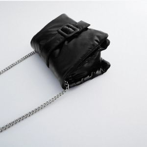 NEW Zara Black Quilted Buckle Puffer Crossbody Bag